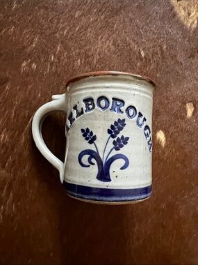 Vintage Harvey Stoneware Blue and Cream Ceramic Mug